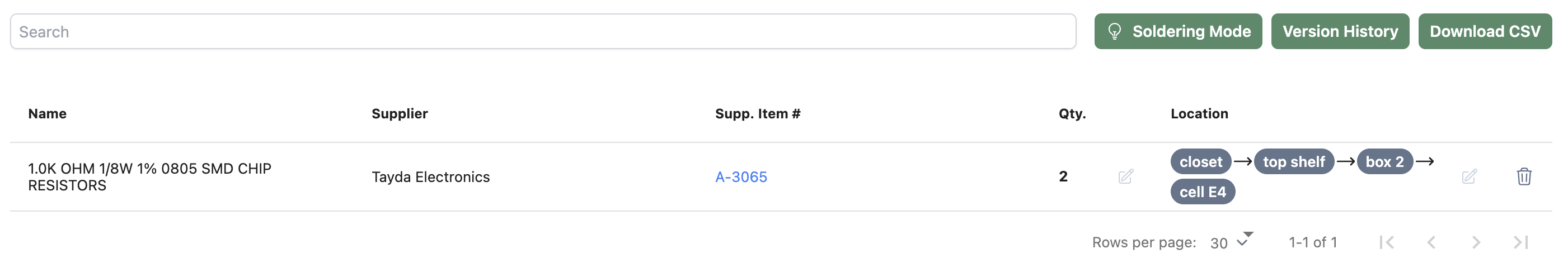 Inventory component locations are stored as a nested tree structure, representing arbitrary containers and their contents.